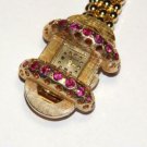 Modernist 1950s 14k Solid Gold LeCOULTRE 17J Watch With 0.75cttw Rubies
