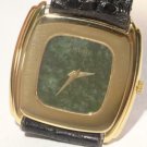 Thin 1970s Piaget 28mm Hand Wind 18K Gold Watch with Nephrite Jade Mystery Dial