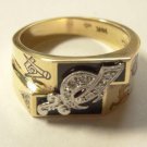 Unusual 14K Gold 0.08ct Diamond Shriners Enamel Masonic Ring  Size 9.5 US