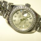 2010 Rolex Datejust 18K/SS Watch 179160 Factory Diamond Dial AM Diam Bezel B&P Z