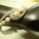 Vintage 14K YG Graduated Cultured Pearl Bracelet w 0.35 cttw Diamonds