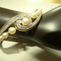Vintage 14K YG Graduated Cultured Pearl Bracelet w 0.35 cttw Diamonds