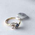 Antique Style 2-Stone Diamond and Sapphire Ring w/ 0.16 cttw Diamonds