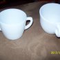 Rare Pair of Anchor Hocking Fire King White USA 10 Oz Ovenware Cup w Trigger Han