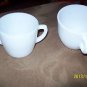 Rare Pair of Anchor Hocking Fire King White USA 10 Oz Ovenware Cup w Trigger Han