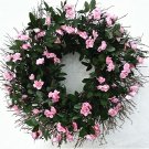 Pink Rose Buds in Bloom Twig Wreath