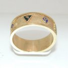 14K Masonic Enameled Symbols Mans Band Heavy Duty Casting for Everyday Wear