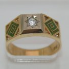 14K Two-Tone Diamond & Opal Inlay Unisex Ring