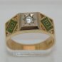 14K Two-Tone Diamond & Opal Inlay Unisex Ring