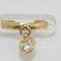 14K Solid Gold & Heart Shape Dangle Adjustable Ladies or Child's Ring NEW