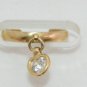 14K Solid Gold & Heart Shape Dangle Adjustable Ladies or Child's Ring NEW