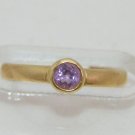 14K Solid Gold & Round Amethyst  Adjustable Ladies or Child's Ring NEW