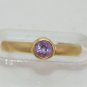 14K Solid Gold & Round Amethyst  Adjustable Ladies or Child's Ring NEW