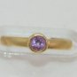 14K Solid Gold & Round Amethyst  Adjustable Ladies or Child's Ring NEW