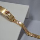 14K  Ladies Vintage Tri-Color ID Bracelet 7 & 1/4 Inches Long w. Flower FREE Eng