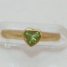 14K Solid Gold & Heart Shape  Peridot  Adjustable Ladies or Child's Ring NEW