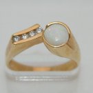14K Yellow Gold Opal & Diamonds Ladies Contemporary  Ring NEW