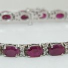 14K  White Gold Oval Rubies & Round Diamonds Ladies Bracelet NEW