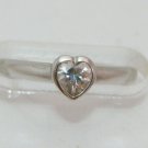 14K Solid Gold & Heart Shape CZ  Adjustable Ladies or Child's Ring NEW