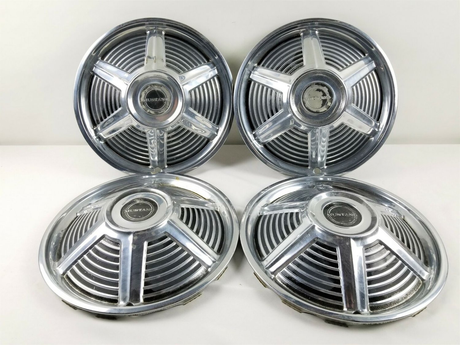 4 Vintage 1965 Ford Mustang Hubcaps 14"