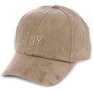TAN FAUX SUEDE EMBROIDERED BASEBALL