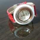 Moving Bling Diamond Vintage Leather Strap Quartz Wrist Women Chic Fashion Watch