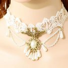 White angle lace necklace, pretty choker resin beads necklace