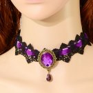 Fashionable jewel pendant necklace ,gothic jewelry choker lace necklace