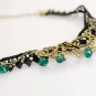 Summer forest green lace collar , fresh chain necklace, vintage slave necklace