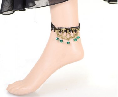Handmade noble lace foot chain , decorative pendant jewel lace anklets, princess slave anklet