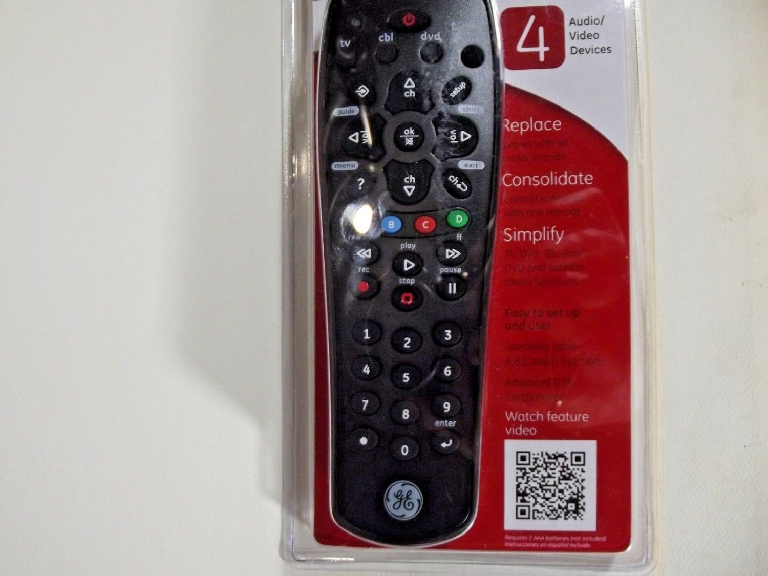 GE Universal Remote Control 4 Device Model 24944 Factory Sealed