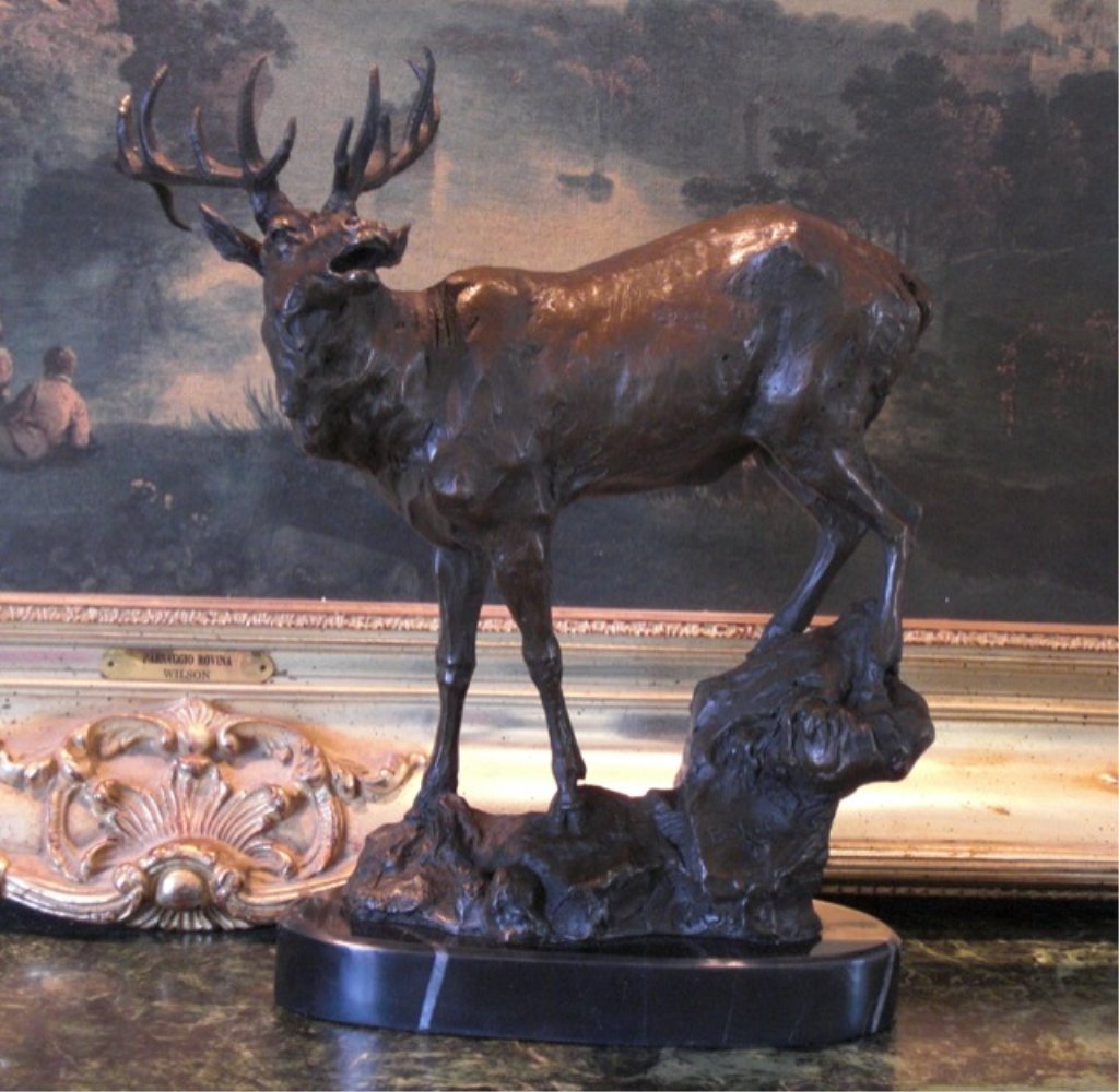 Wildlife Roaring Elk Bronze Sculpture