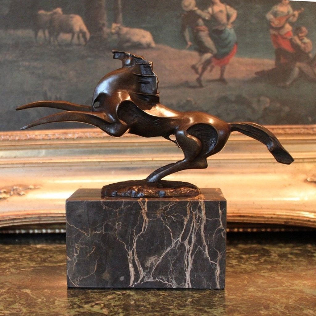 Contemporary Abstract Equestrian Horse Bronze Sculpture