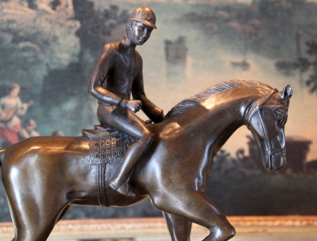 Kentucky Derby Horse Jockey Bronze Sculpture