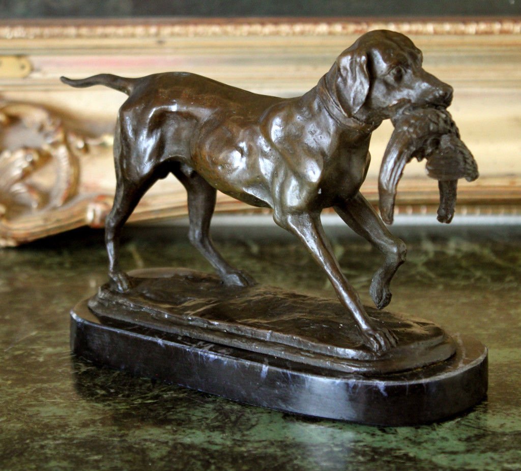 Hunting Retriever Bird Dog Bronze Sculpture