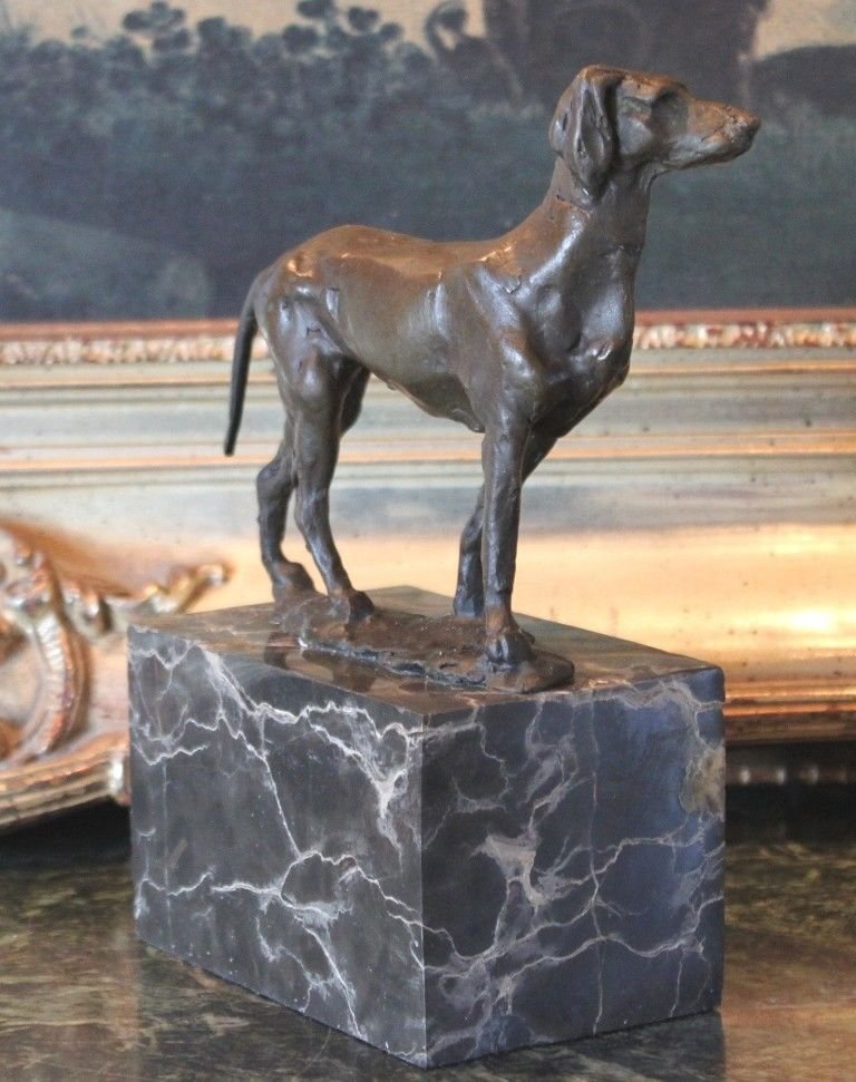Weimaraner Vizsla Pointer Hunting Dog Bronze Sculpture