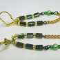 Linear beaded handmade gold earrings, #3611E, gift ideas, Lucine designs