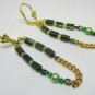Linear beaded handmade gold earrings, #3611E, gift ideas, Lucine designs