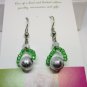 Green beaded earrings, #3612E, drop boutique earrings, Lucine Designs