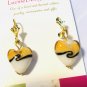 Heart lampwork glass earrings, #3618E, drop gold and white earrings, BFF gifts