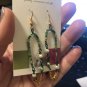 Linear beaded handmade green earrings, #3619E, gift ideas, Lucine designs
