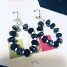 Black beaded earrings, #3592E, hoop earrings, BFF gift ideas
