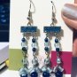 Blue beaded handmade silver earrings, #3623E, gift ideas, Lucine designs