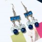 Blue beaded handmade silver earrings, #3624E, gift ideas, Lucine designs