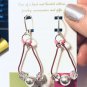 Pink earrings, #3626E, Pink and silver  earrings, BFF gift ideas