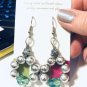 Silver green handmade earrings, #3991E, hoop earrings, BFF gift ideas