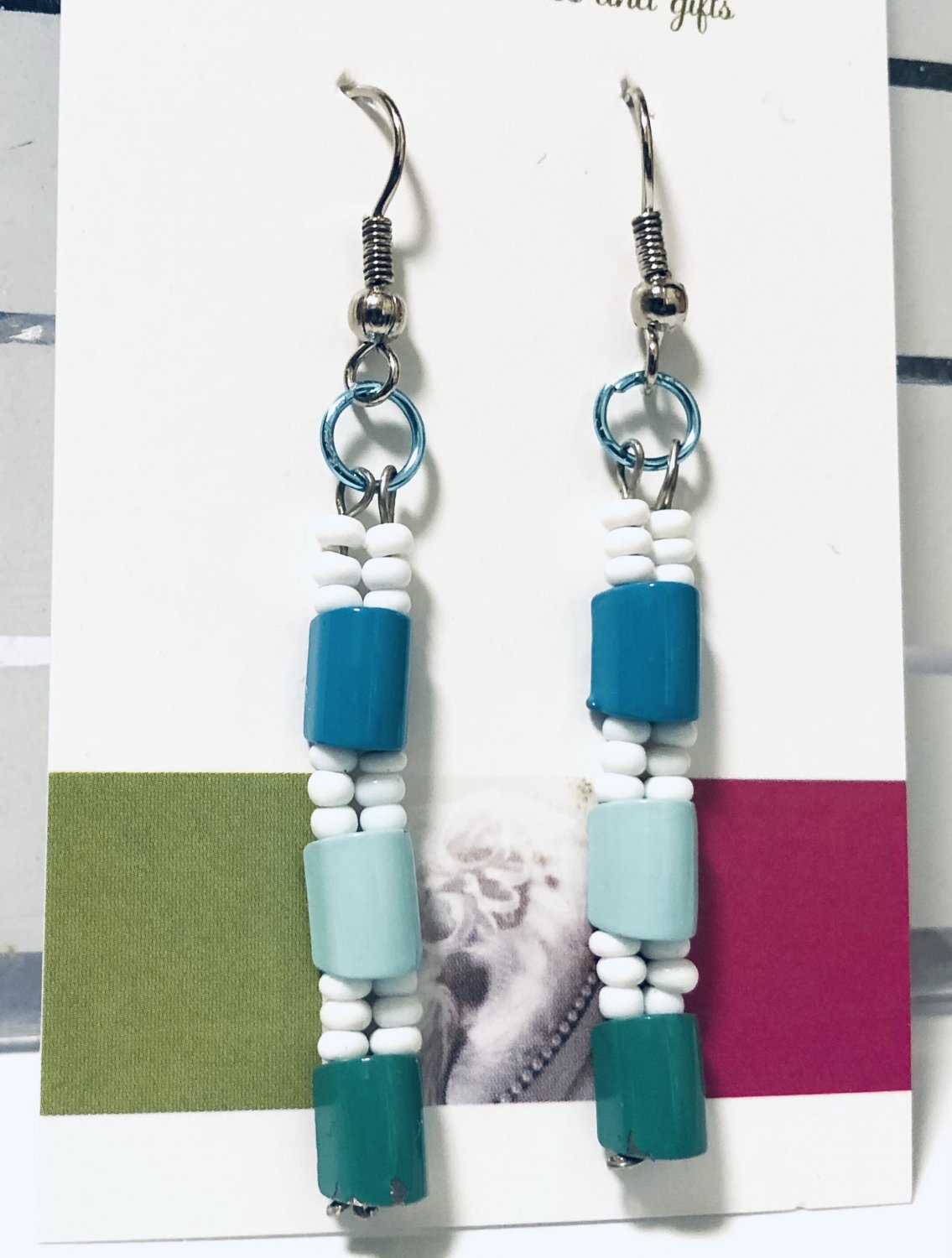 Blue drop handmade earrings, #3594E, gift ideas, Lucine designs
