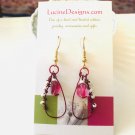 Pink and white earrings, #3595E, BFF gift ideas, handmade wirework jewelry
