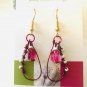 Pink and white earrings, #3595E, BFF gift ideas, handmade wirework jewelry