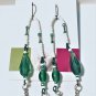 Linear beaded handmade green earrings, #3638E, gift ideas, Lucine designs